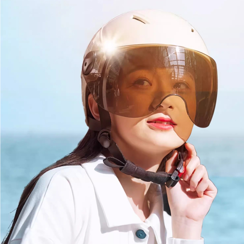Motorcycle Helmet MEN Woman Electric Motor Car Scooter Bike Open Face Half Helmet Anti Safety Hat Bicycle Cap With Goggles