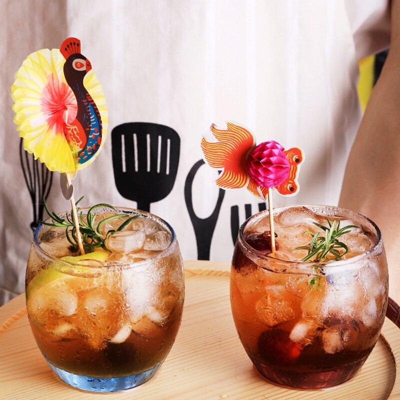 50PCS Cocktail Umbrella Sticks Decorative Toothpicks Fruit Cupcake Dessert Buffet Cocktail Parasols Drinks Picks Party Tableware