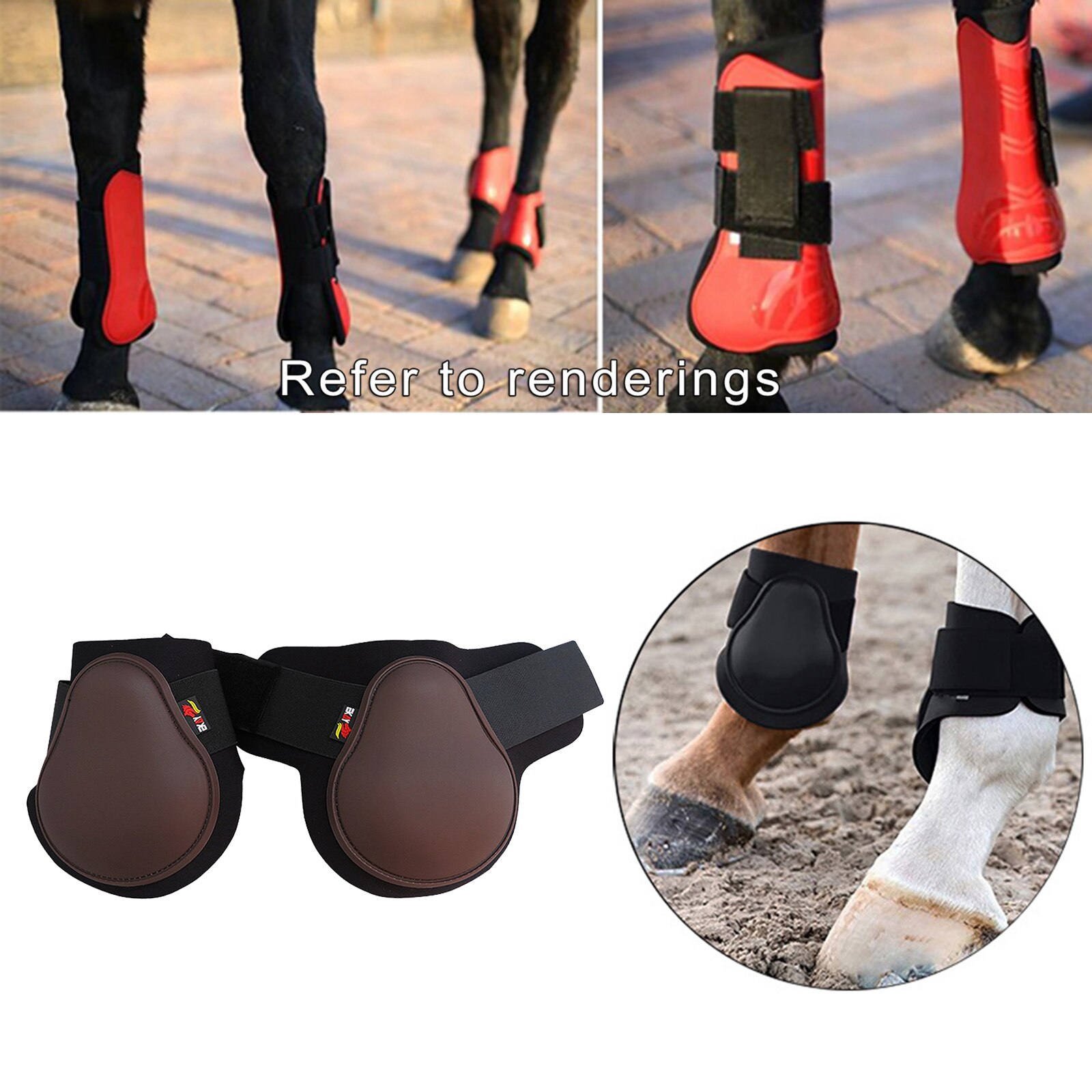 1 Pair Horse Support Boots, PU Secure Leg Protection Horse Tendon Boots Neoprene Soft Liner Equestrian Equipment