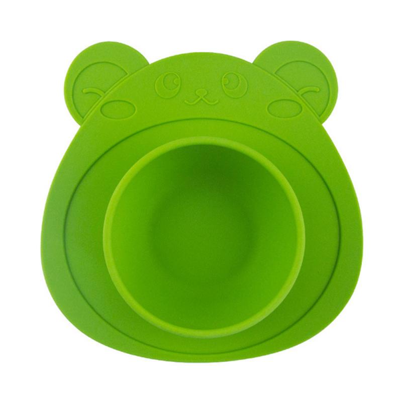 Plato de silicona para bebé, platos tipo tazón alimentación infantil bebé, bandeja de succión para mesa de comida para niños, vajilla alimentación, juego de Bol, cuchara, tenedor: A1 Green