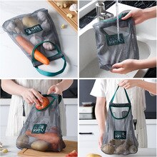 Eco friendly Mesh Bags Vegetable Fruit Bag Reusable Mesh Hanging Storage Bag Kitchen Bathroom Organizer Toy Sorting Bags