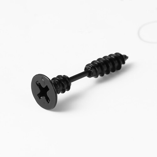 Doreenperles Unique vis boucles d'oreille goujon fausse crevaison bijoux chauds noir/argent couleur 24x8mm 1 pièce: Black