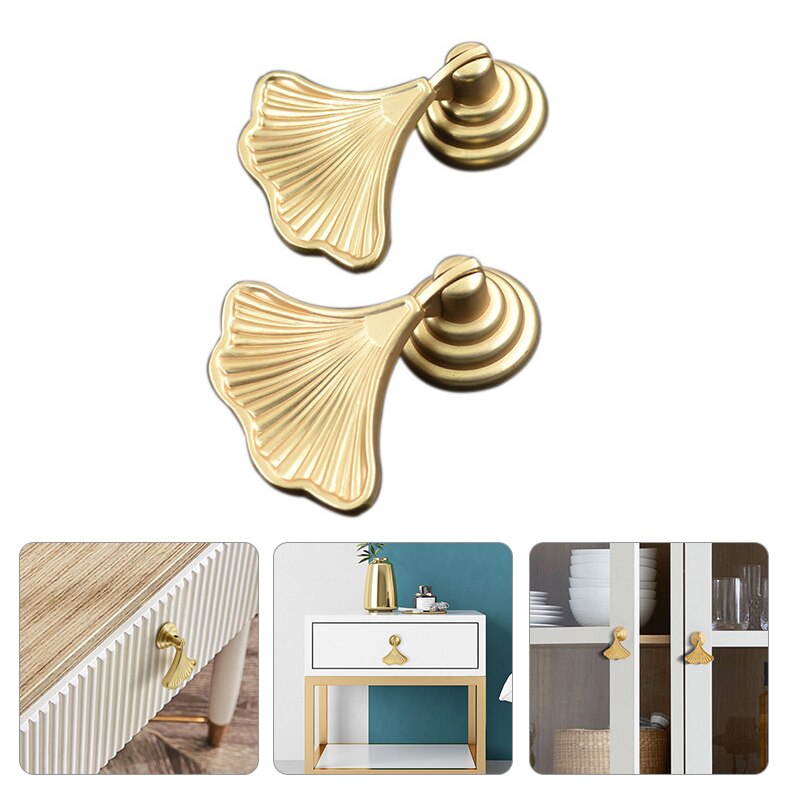 1Pc Ginkgo Leaf Schoen Kast Lade Messing Handvat Single-Gat Metalen Garderobe Knop Dresser Kast Deur Pull Meubels hardware