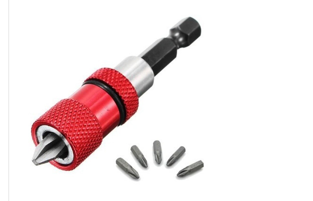 1pcs Adjustable Screw Depth Magnetic Screwdriver Bit Holder 1/4 Inch Hex Driver with 5pcs PH2 Scewdriver Bits 60mm Quick Holder: 1set