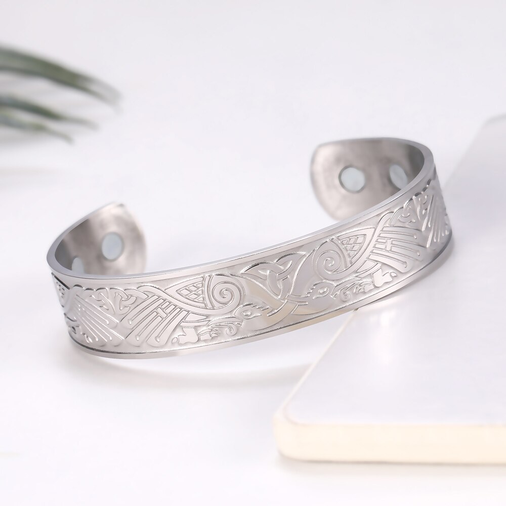 Skyrim saluto Terapia Magnetica 316L Bracciali in Acciaio Inox Fenice totem Vichingo Del Polsino Del Braccialetto Del Wiccan Amuleto Del Braccialetto Delle Donne Degli Uomini