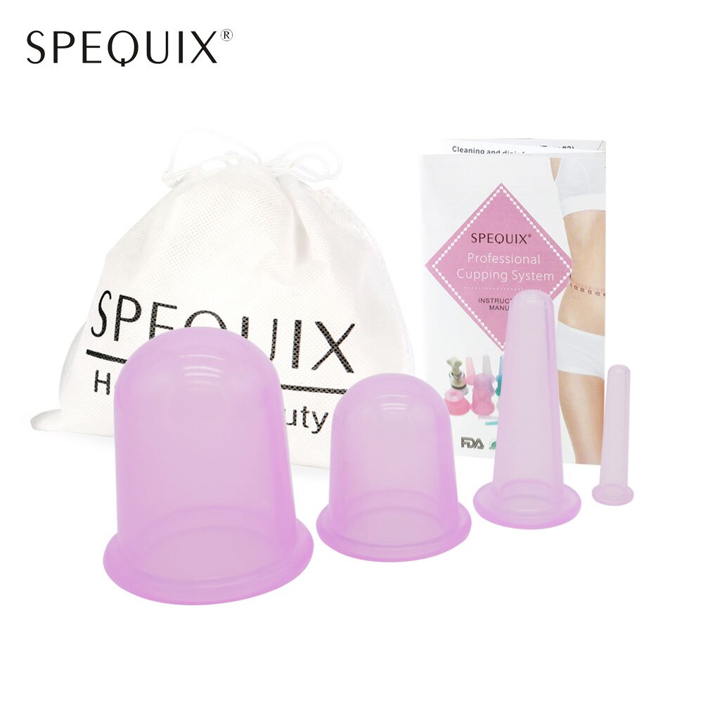 4 Stks/set Zuig Siliconen Massage Cup Anti-Cellulite Cups Facial En Body Therapie Verbeteren Huid En Algehele Gezondheid 4 kleuren: Purple