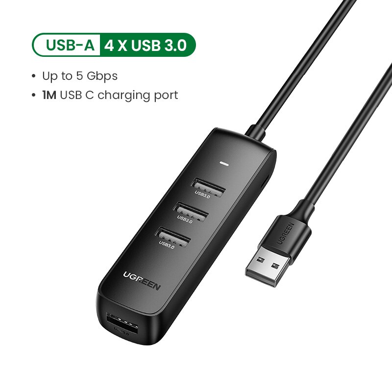 UGREEN USB HUB 3.0 2.0 HUB Ultra Mini 4 Port USB 3.0 Splitter Micro USB Hub Adapter for MacBook Pro Surface MateBook PC USB HUB: USB 3.0 -1m cable