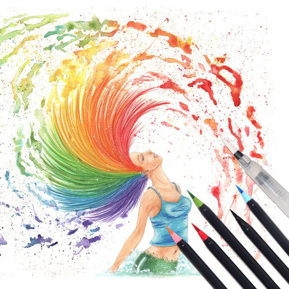 20 farben aquarell pinsel stift weichen pinsel stift einstellen aquarell Marker Liner stift für manga Comic Kalligraphie malerei kunst liefert