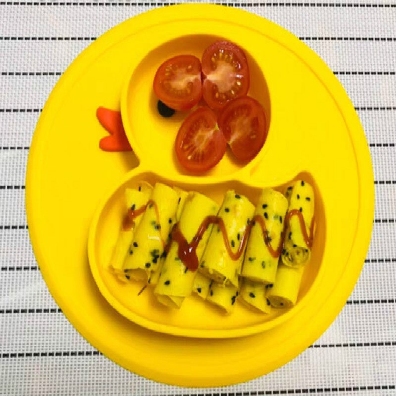Bandeja de alimentación de silicona antideslizante para alimentos, con bonitos dibujos de animales, pato, bandeja para comida, soporte para comida para bebé, niño pequeño, Chico, cuenco para niños