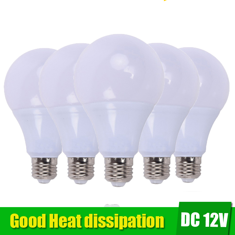 5pcs E27 LED Bulb Lights 3W 5W DC 12V Led Lamp 9W 12W 15W Energy Saving Lampada 12 Volts Led Light Bulbs for Outdoor Lighting