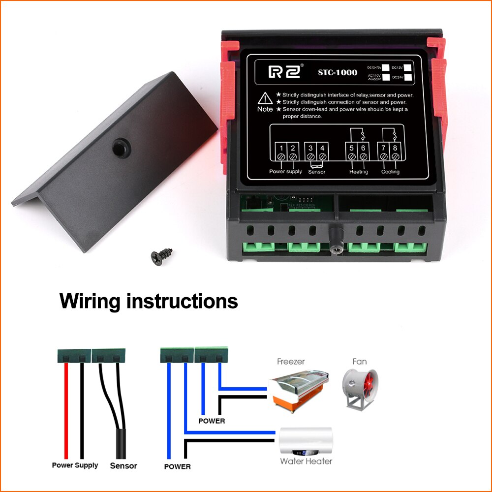 Digital Temperature Controller Thermostat Thermoregulator Incubator Relay LED Heating Cooling STC-1000 12V 24V 72V 220V