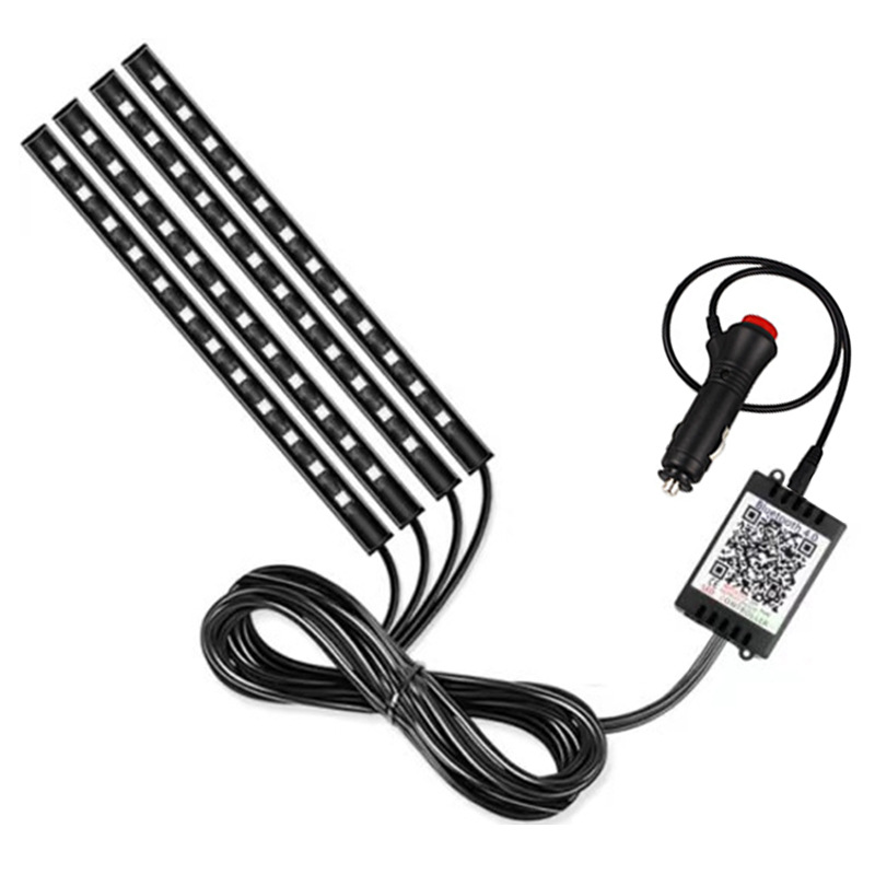 Lámpara LED de pie ambiental para Interior de coche con Control remoto inalámbrico USB, lámpara de neón de ambiente decorativo automático, barra LED, accesorios para coche: 4300 K blanco amarillo