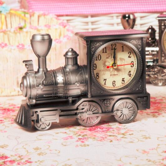 motorcycle bicycle retro train alarm clock student home desktop decoration Alarm Clocks favor: train silver