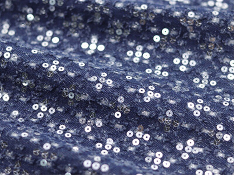 High-end embroidered denim dress sequin fabric: 2