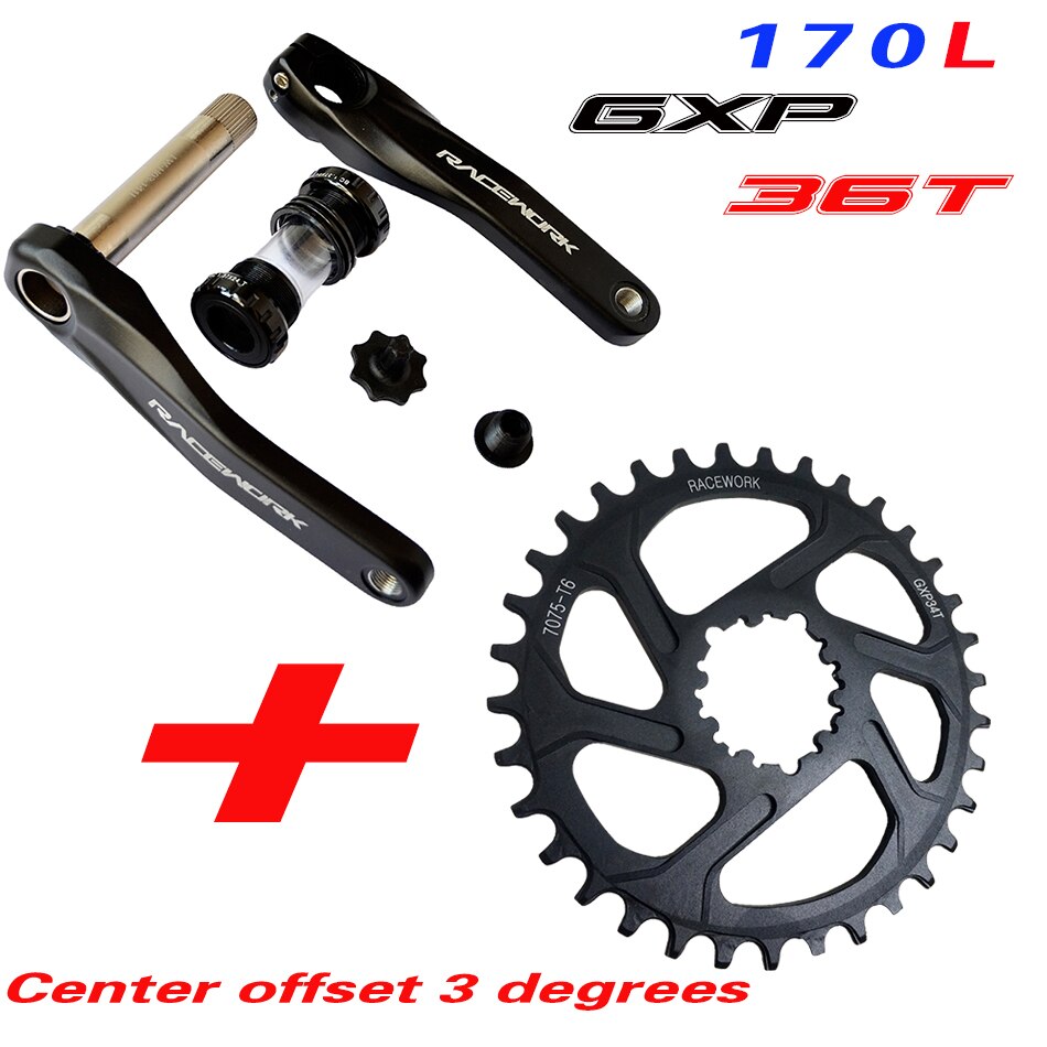 Racework Bicycle Crank MTB Bike GXP Curve Aluminium alloy with floor Curve 170/175 crank plate 30T 32 T 34 T 36 T 38 T: 170 GXP36T 3degrees