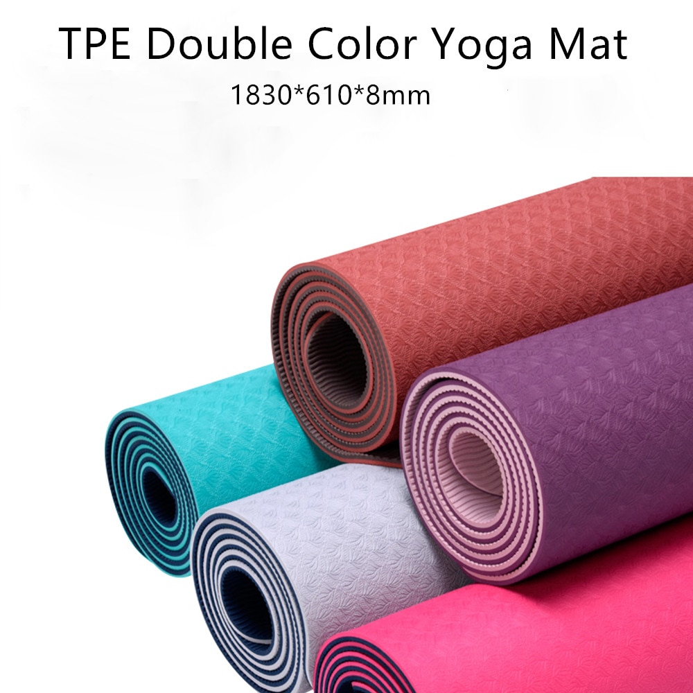 Yoga Mat - 183x61cm - 8mm Thick - TPE Material - Non-Slip - Odorless - For Beginners
