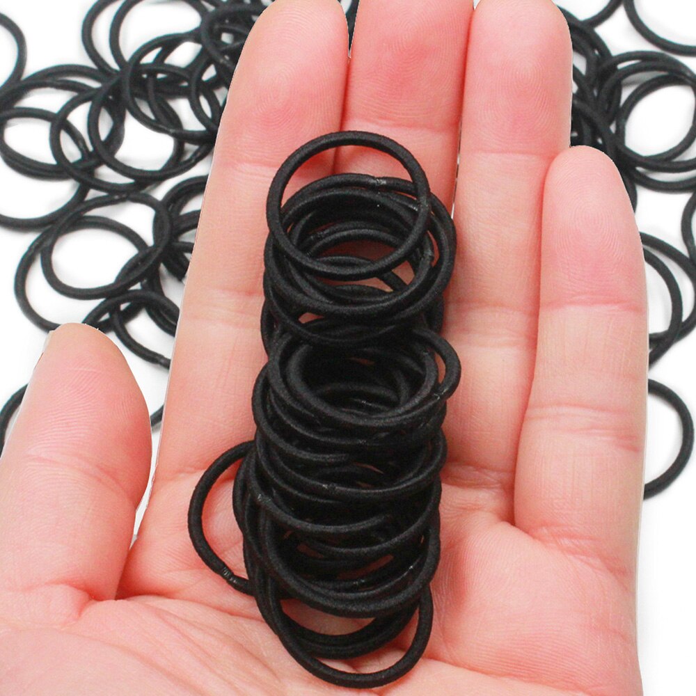 100 st / lotgirls små färgglada hårband för tunna hårband 2mm elastiska små flickahårtillbehör 2.2cm