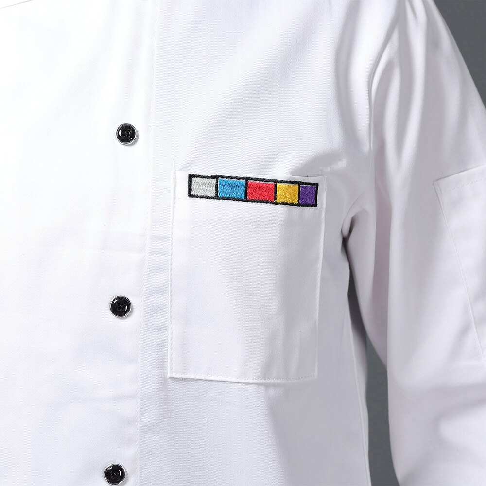 Ademende unisex casual chef-kok jas vlag keuken catering restaurant service werk uniform borduurwerk