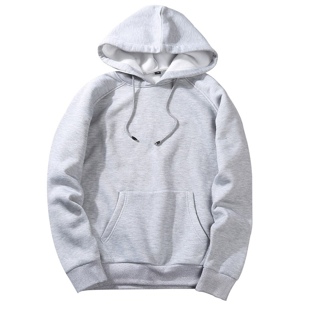 5 färger enfärgad herr höst vinter casual hoodies tjocka huvtröjor: Grå / Asiatisk storlek xl