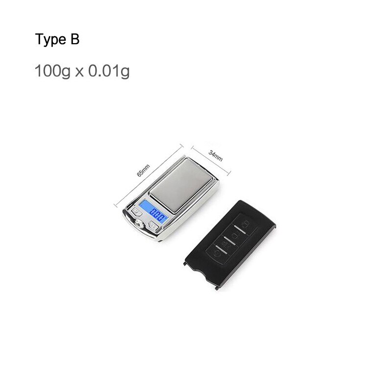 Portable Mini Digital Pocket Scales 500g 200g 100g 0.01g Jewelry Palm Scale Gram Balance Weight Electronic Kitchen Scales: B-100gx0.01g