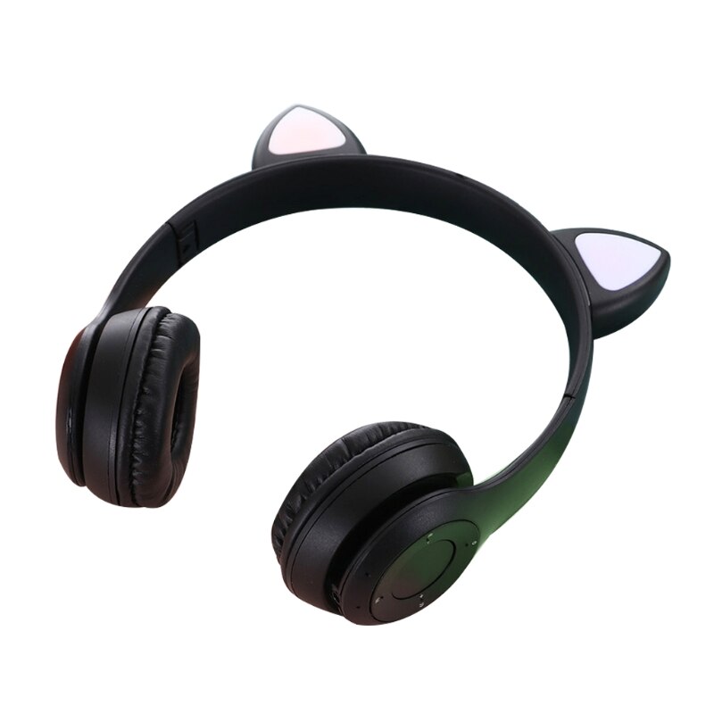 R9ja fluffy cat ear headphones with  p47m microphones, bluetooth compatible wireless on-ear stereo headset for children and girls: Black