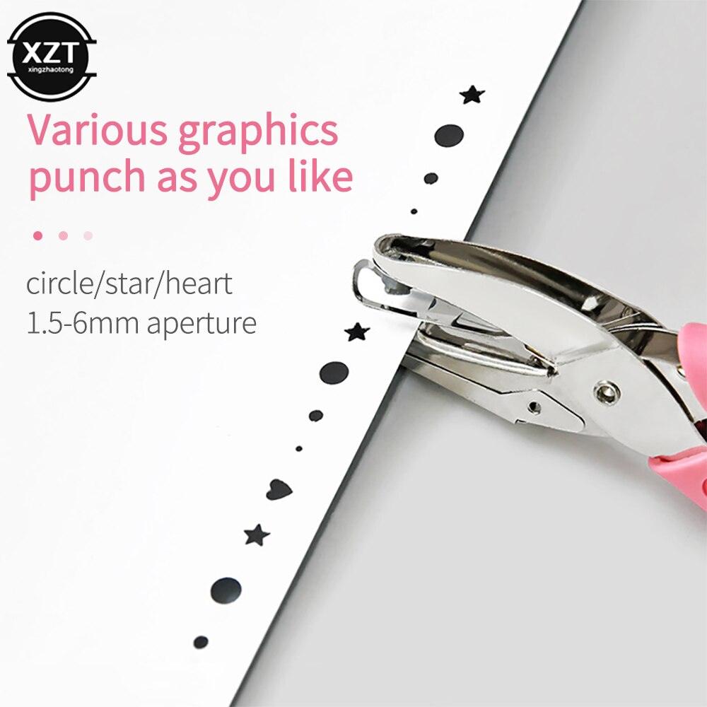 Handheld Hole Punch Cute Mini Papper Cutter Puncher Metal Plier for School Student Office DIY Tool For Diary Note book Eyelet
