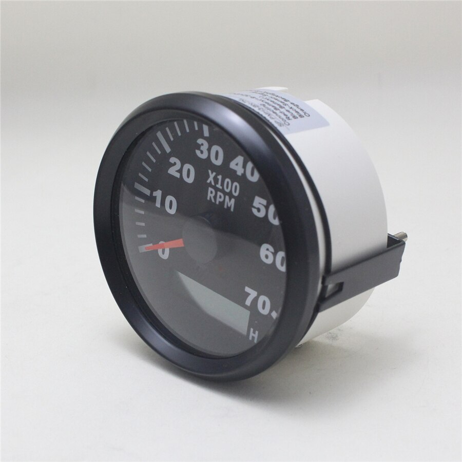 85mm LCD Digital Tachometer for Outboard Motor Boat Auto Tach Electric Motor 7000 RPM with Hour meter Red Backlight