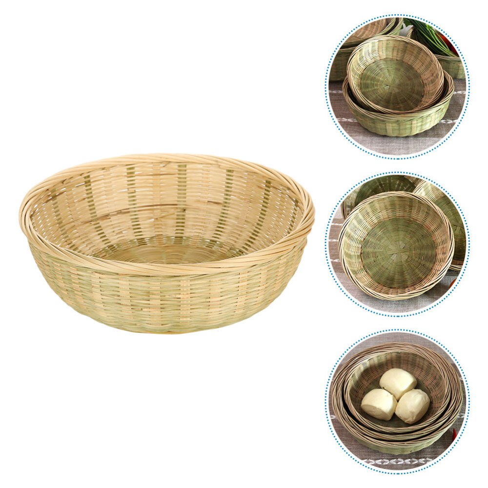 1PC panier de lavage de légumes ménage drainant pelle à poussière en bambou (couleur aléatoire)