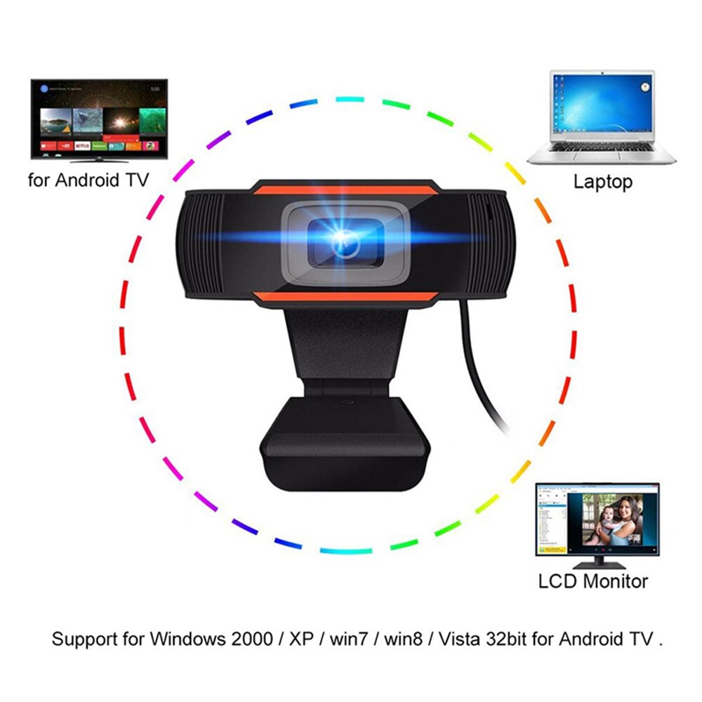 Webcam HD 1080 px avec Microphone intégré, caméra web rotative pour diffusion d'émission en direct, vidéoconférence et téléconférence
