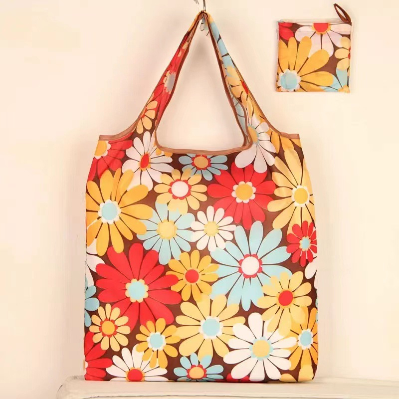 Printing Foldable Shopping Bags Environmental Protection Portable Grocery Bags Large Capacity Portable Storage Bags: DEEP BLUE