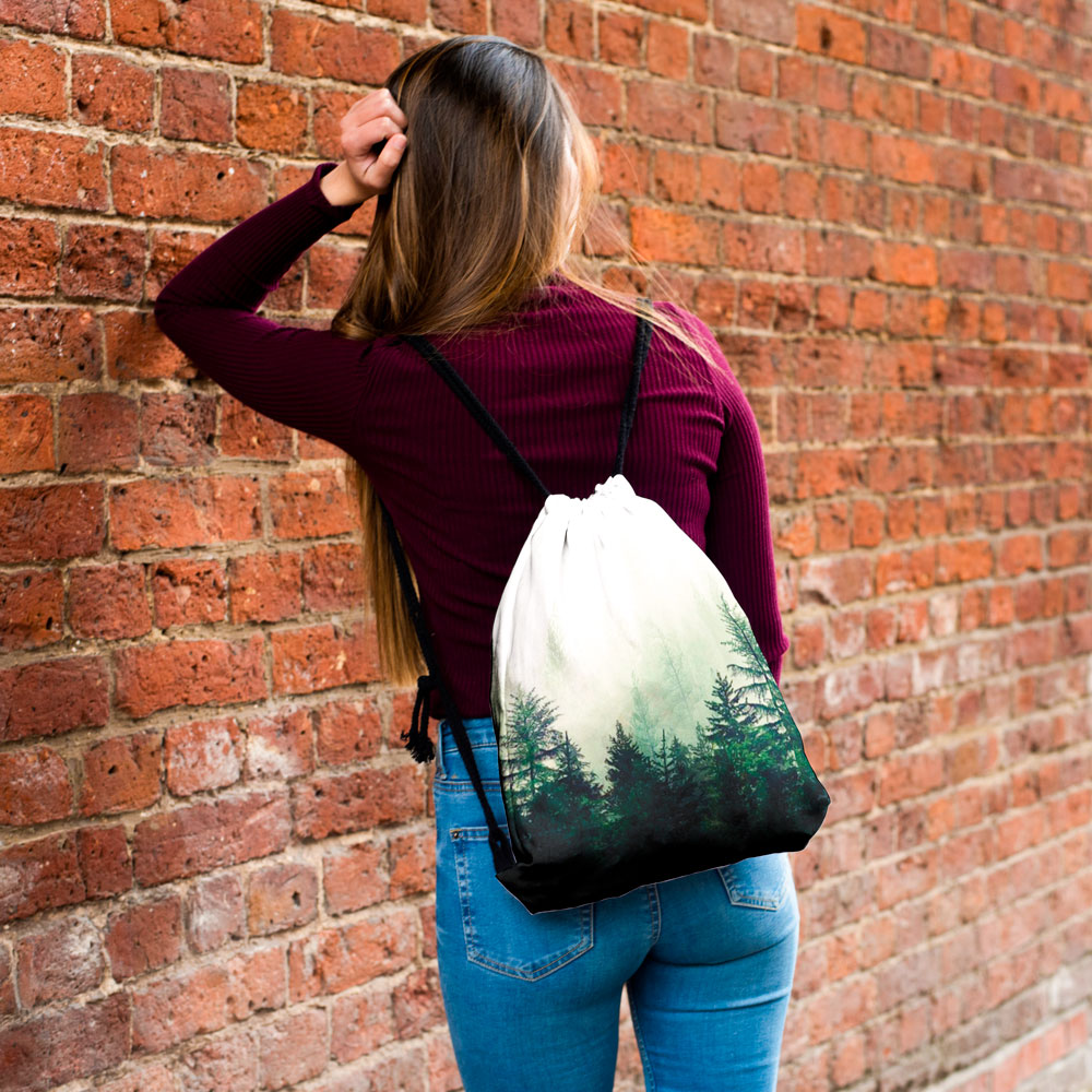 Quem se importa com cordão saco de armazenamento portátil mochila feminina saco de compras ginásio paisagem impressão 3d saco de viagem