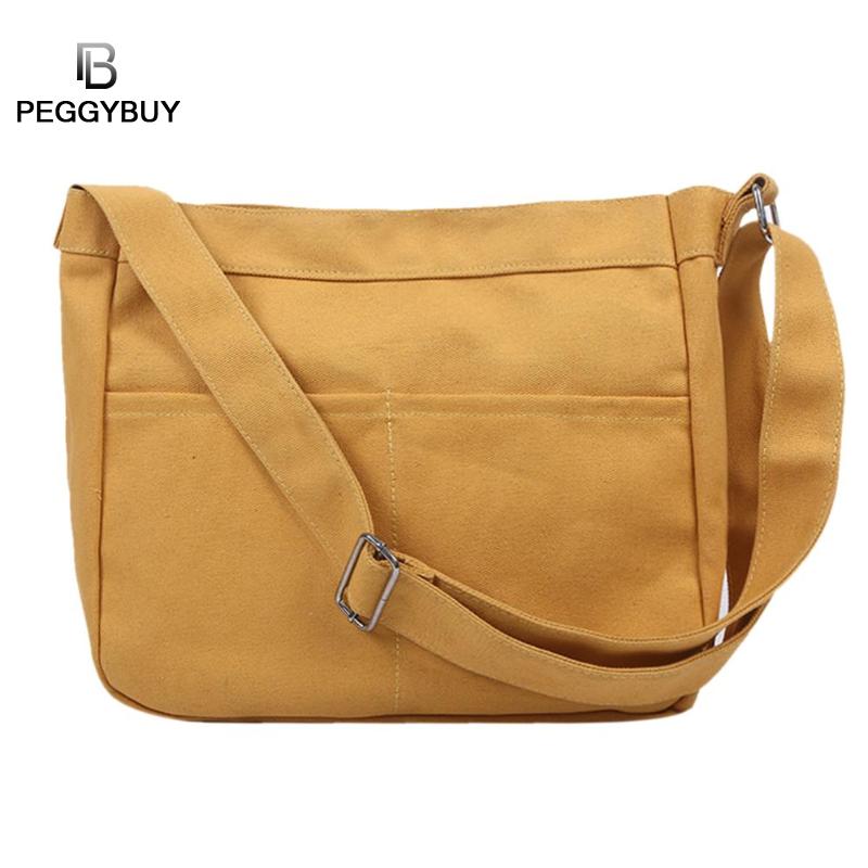 Vrouwen eenvoudige grote capaciteit canvas tas vintage rits klep tas vrouwen effen kleur grote capaciteit schoudertas
