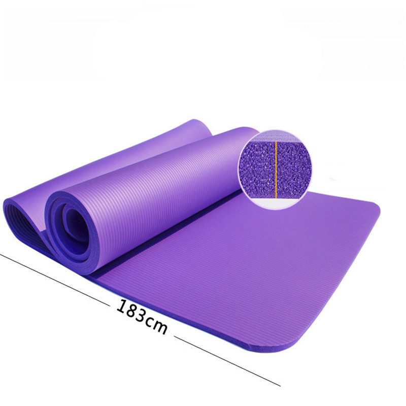 TPE Yoga Mat - 183x61cm - 10mm Thick - Non-Slip Exercise Pilates Mat