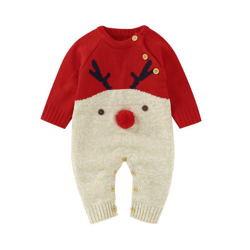 Ins Jongens En Meisjes Gebreide Cartoon Herten Romper Kerst Trui Cartoon Kerst Elanden Jumpsuits Voor Jongens En Meisjes: 01 / 70cm