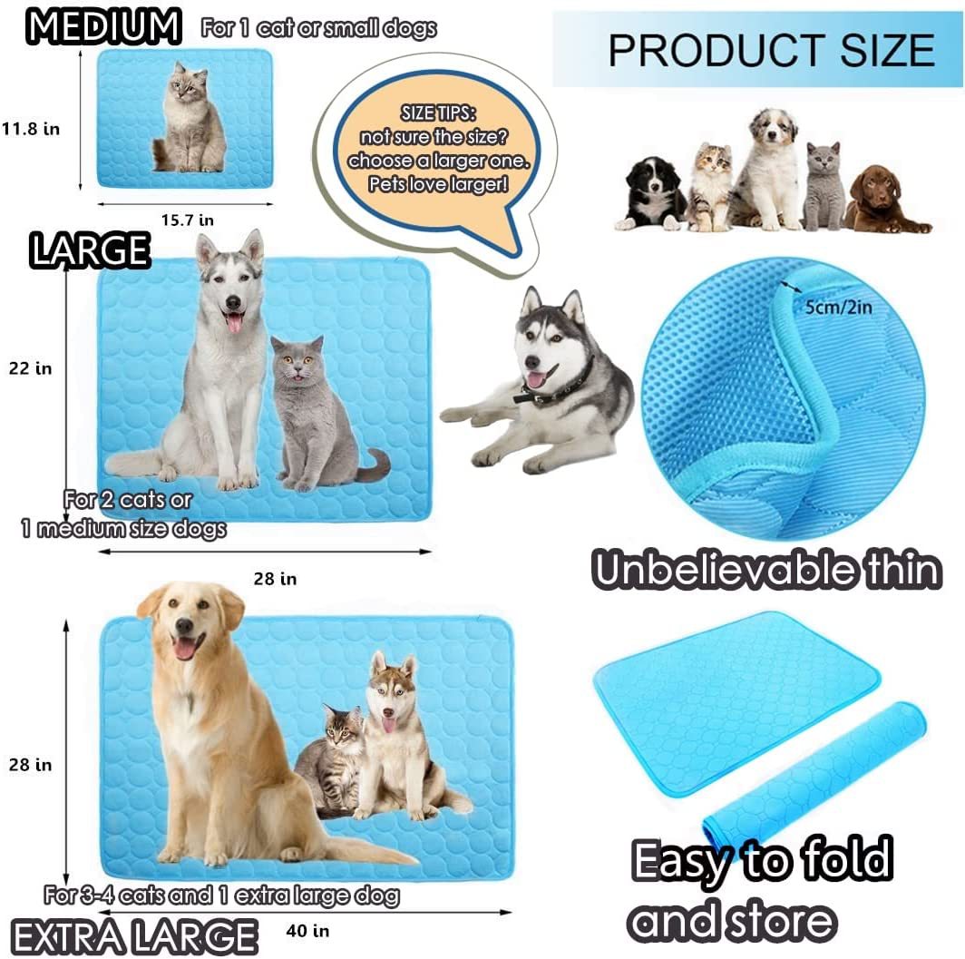 Almohadilla refrescante para perros, tela de seda de hielo, colchón autorefrigerador, estera refrescante para mascotas, almohadilla para dormir para perros y gatos, cama fría de verano para animales pequeños