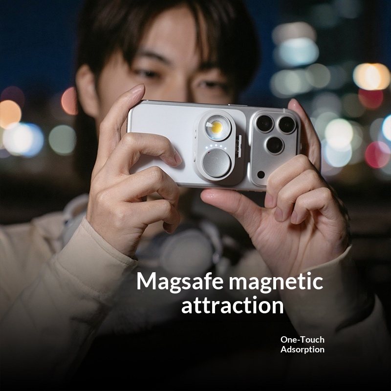 Flash portátil fotogear para fotografia móvel, uso externo, disparo sem fio via bluetooth, 15w níveis de brilho.