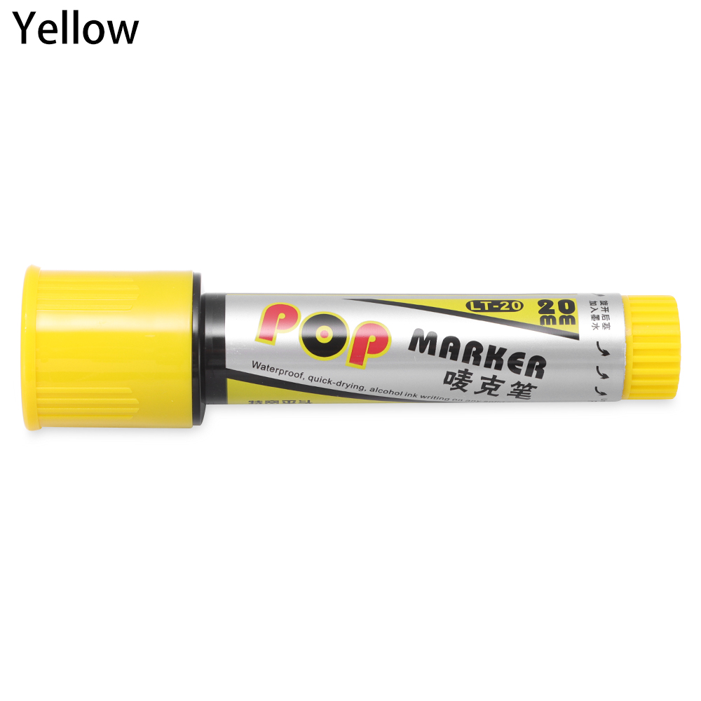 20mm POP impermeabile vernice pennarello permanente schizzi pennarelli Graffiti ricaricabile per disegnare Poster arte speciale ufficio: yellow