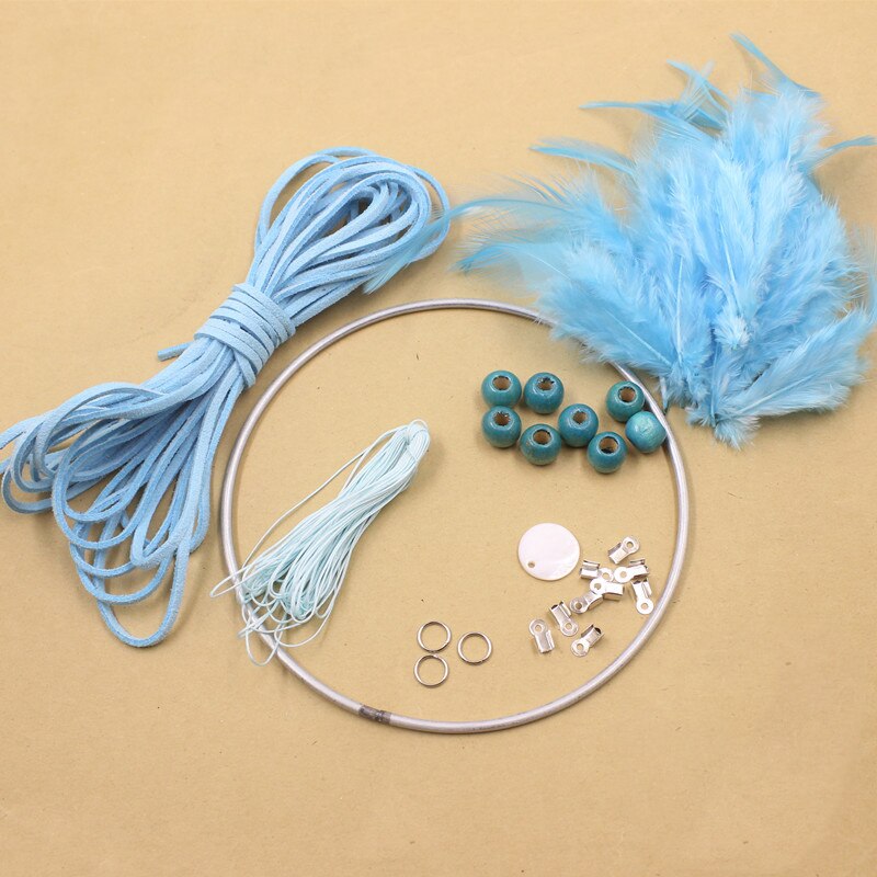 Kit de accesorios de atrapasueños DIY, decoración colgante de pared para el hogar para niños, artesanal: Blue