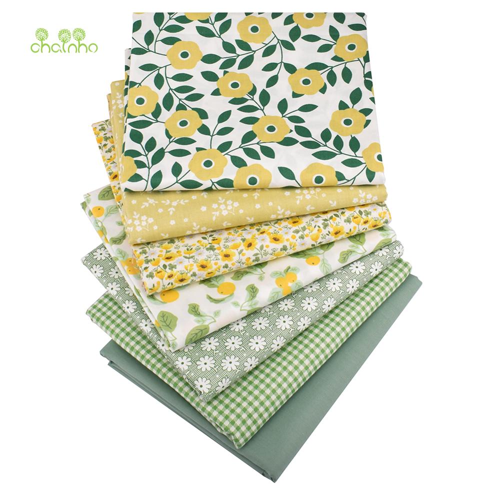 Chainho,7Pcs, Bloemen Serie, Gedrukt Twill Katoen Stof, patchwork Doek Voor Diy Naaien Quilten Baby & Kinderen Materiaal, 40x50cm