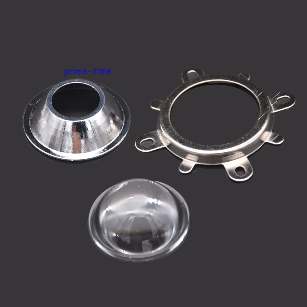 1 Set 44mm Optical Glass LED Lens 60 degree + Round Hole Reflector Collimator + Fixied Bracket 3 in 1 Kit for COB LEDs