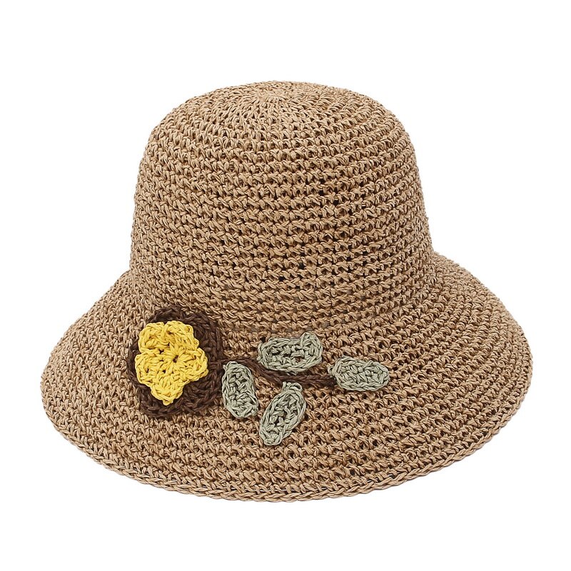 Gorące letnie wakacje kapelusz słomiany z miękkim rondem damskie damskie szerokie rondo plaża składany kwiat słomkowy kapelusz przeciwsłoneczny: A