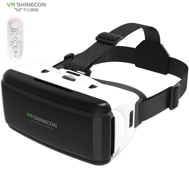 Original VR Virtual Reality 3D Glasses Box Stereo VR Google Cardboard Headset Helmet for IOS Android Smartphone Bluetooth Rocker: G06 with White