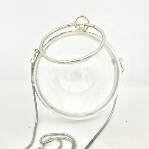 TekiEssica Ball Shaped Transparent Party Bag Women Evening Bag Party Wedding Clutch Purses Chain Shoulder Bag for Birthday: clear sanke-chain