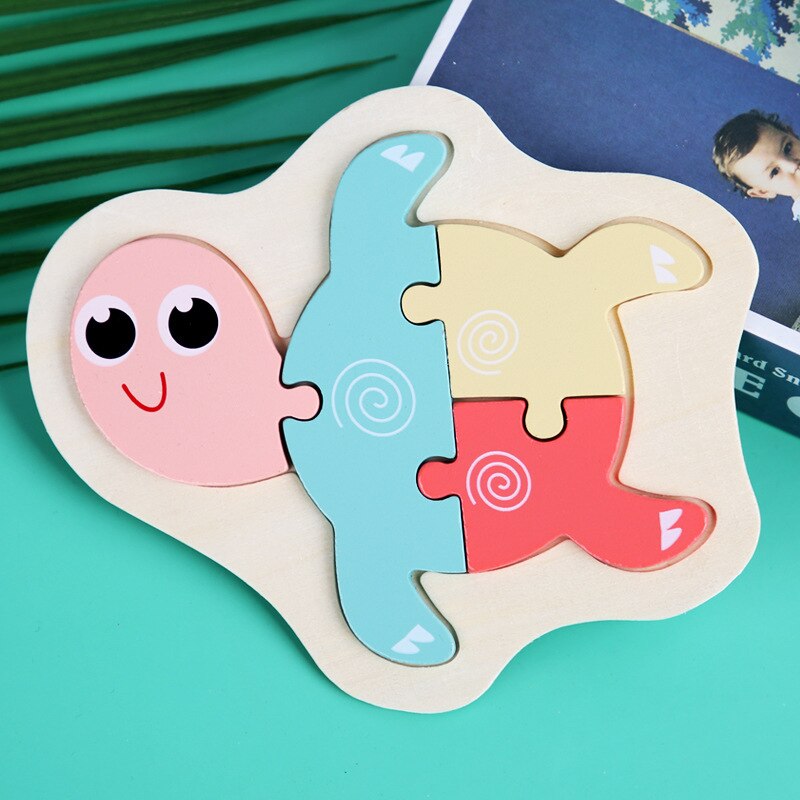 Children Puzzles Wooden Macaron Colorful Animal Jigsaw Puzzle Toys for Toddler Puzzle Early Educational Boys Girls 2-4: 5