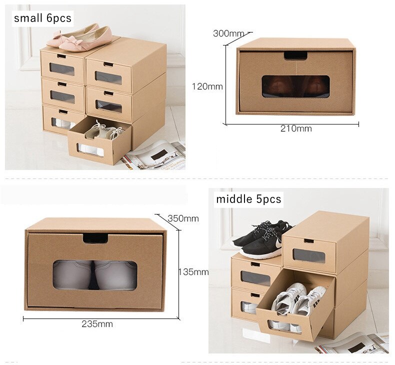 Dikker Schoenen Doos Lade Opvouwbare Schoenen Opslag Papier Doos Japanse Eenvoudige Combinatie Schoenen Schoenendoos Thuis Opbergdozen