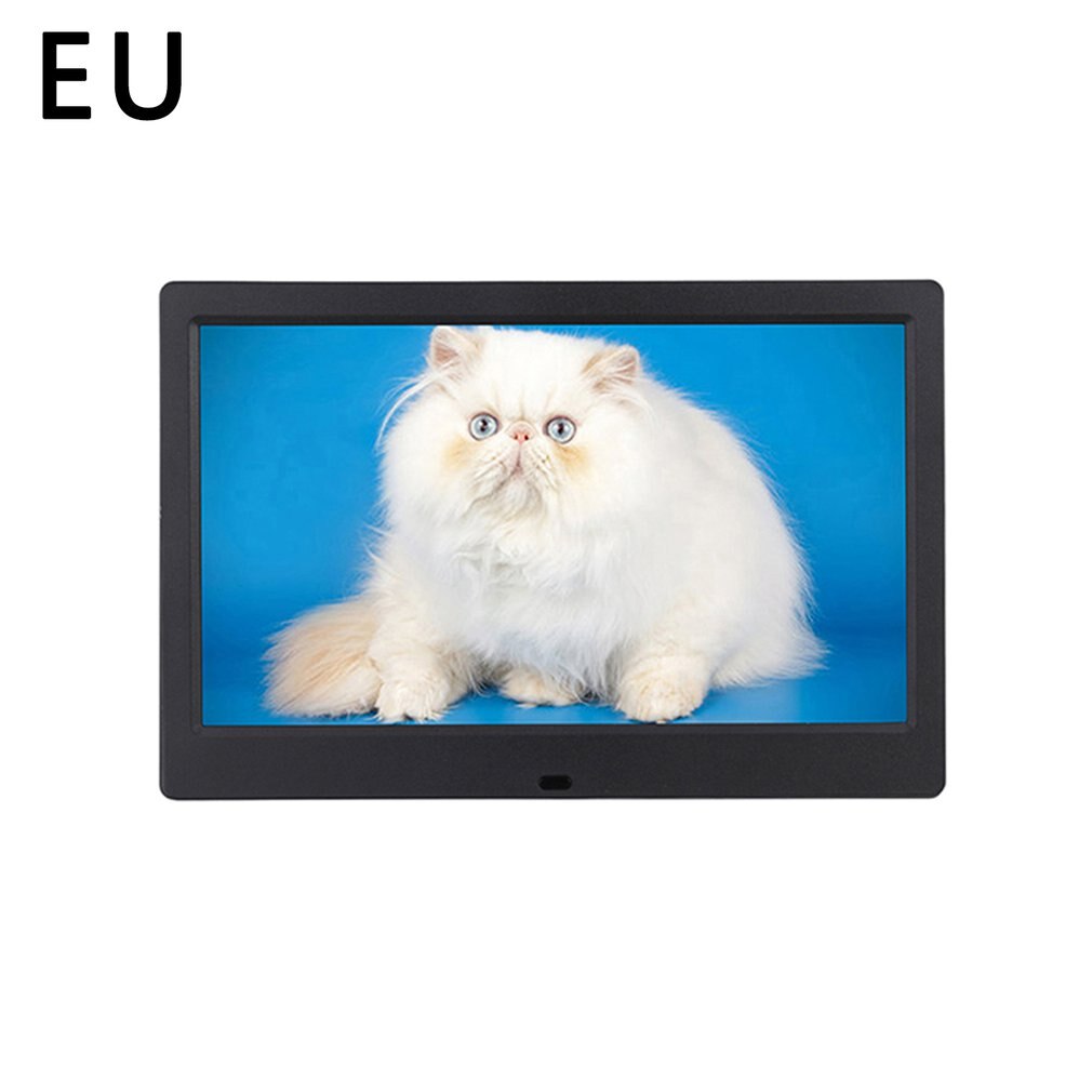 10 Inch LED Digital Photo Electronic Album Frame With Automatic Slideshow And True Color LCD Display Video Playing: Black EU plug