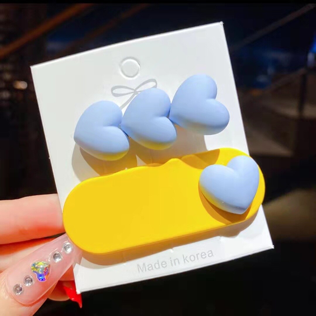 Meisjes Haarspeldjes 3 Stks/partij Candy Kleur Ster Hart Haar Clip Kinderen Bloem Boog Leuke Haarspeld Hoofddeksels Meisje Haar Accessoires: 2pcs yellow