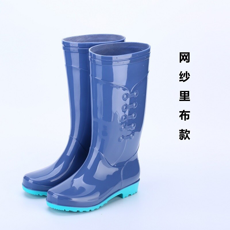 Dames imperméable à l'eau bottes de pluie femme mi-mollet femmes en caoutchouc bottes de pluie filles chaussures bottes de pluie PVC chaussures de pluie y789: Bleu / 9