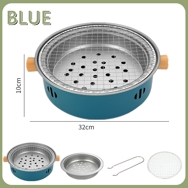 Mini Charcoal Barbecue Grill for Home Outdoor Camping Beach Picnic BBQ Grill Barbecue Stove, Multifunctional Charcoal BBQ Stove: Blue