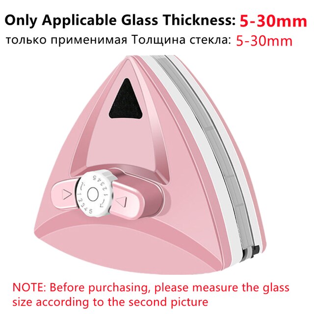 5 Levels Adjustable Magnetic Brush For Windows Double Side Washing Magnets Glass Wiper Cleaner Household Cleaning Tools: Pink 5-30mm